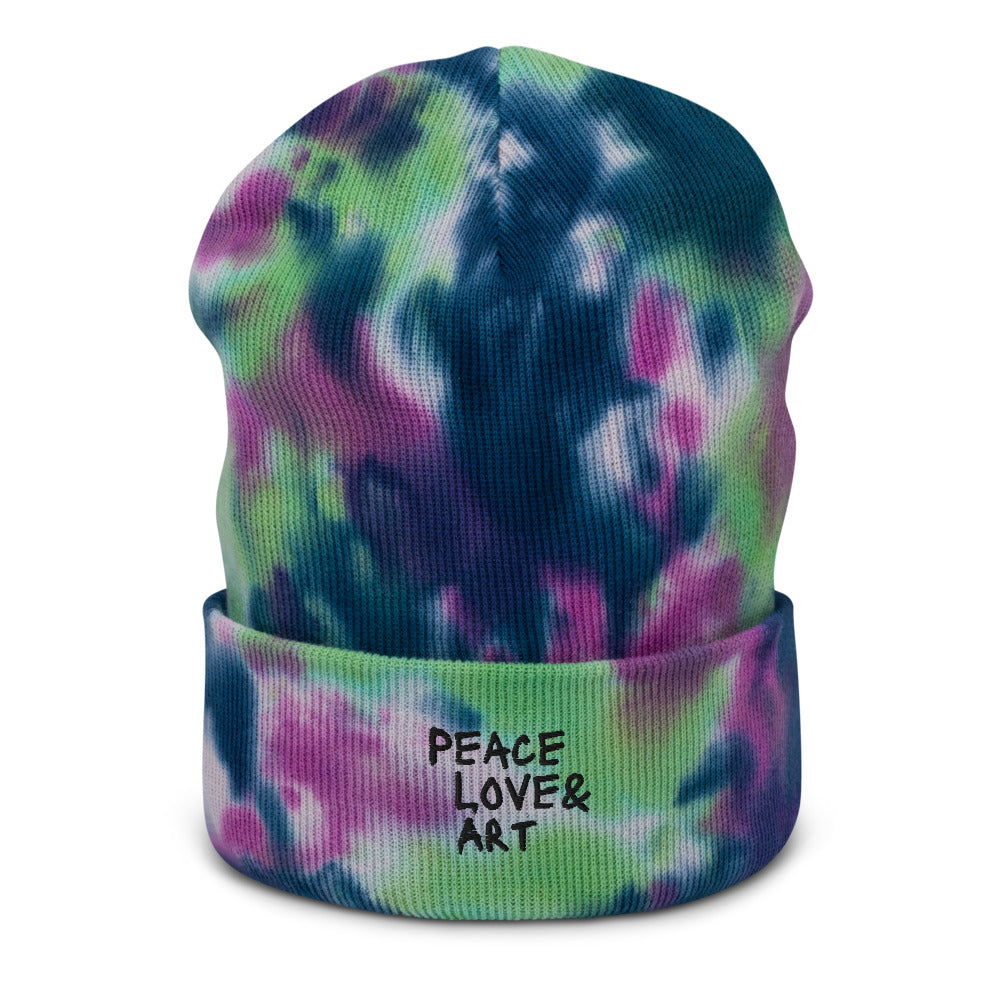 Peace (Purple Passion) Love & Art Embroidered Tie-dye Beanie