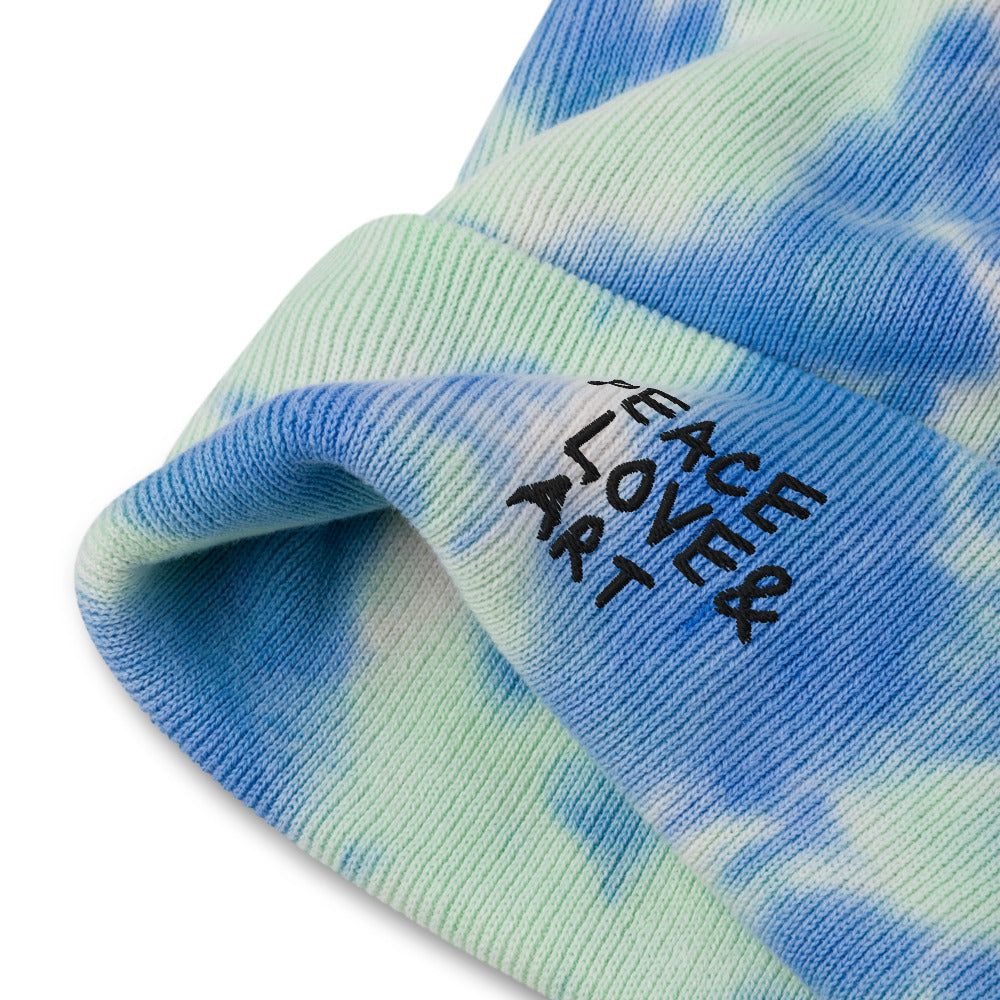 Peace (sky) Love & Art Embroidered Tie-dye Beanie