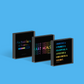 ETC Model, Art Heals, & Art Therapist defined acrylic blocks with black background