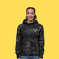 Peace Love & Art Black Tie-dye Hoodie (White Embroidery)