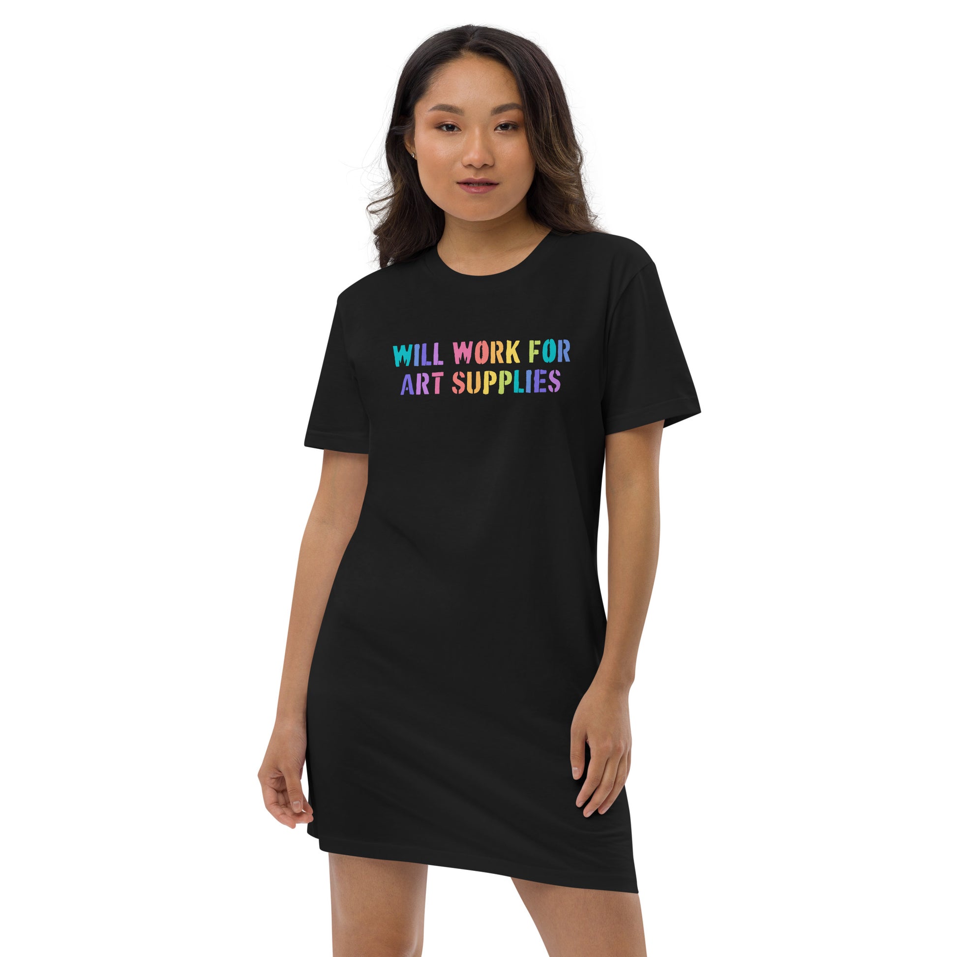 Will Work For Art Supplies Rainbow T-shirt dress