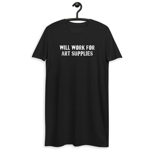 Will Work For Art Supplies Black & White T-shirt Dress