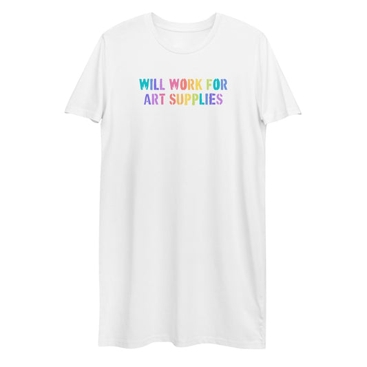 Will Work For Art Supplies Rainbow T-shirt dress
