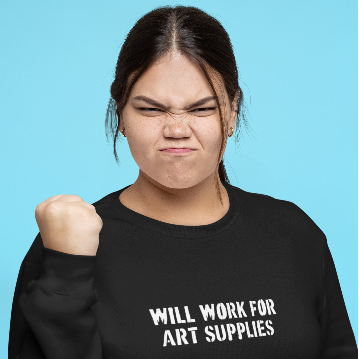 Will Work For Art Supplies Black & White Sweatshirt