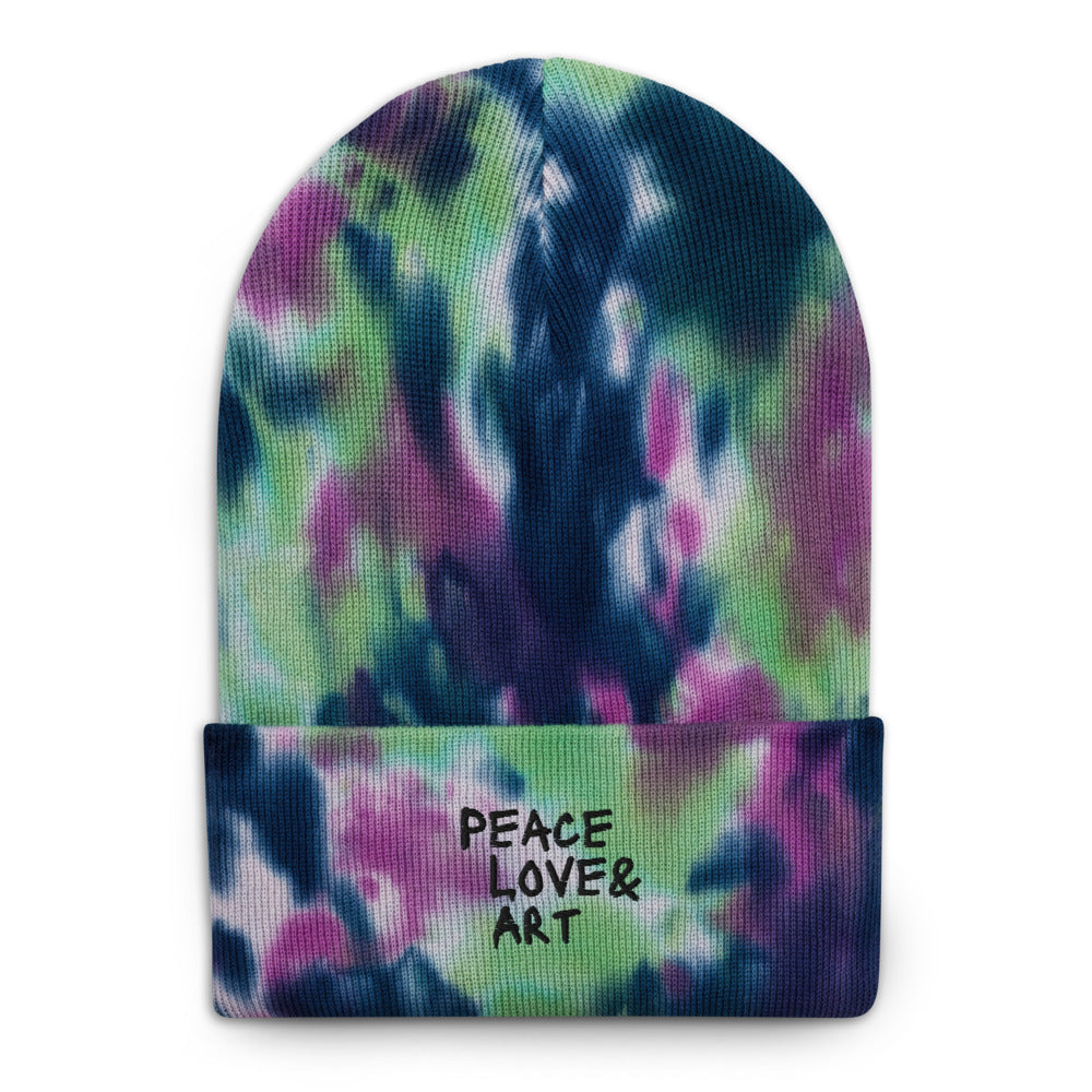 Peace (Purple Passion) Love & Art Embroidered Tie-dye Beanie