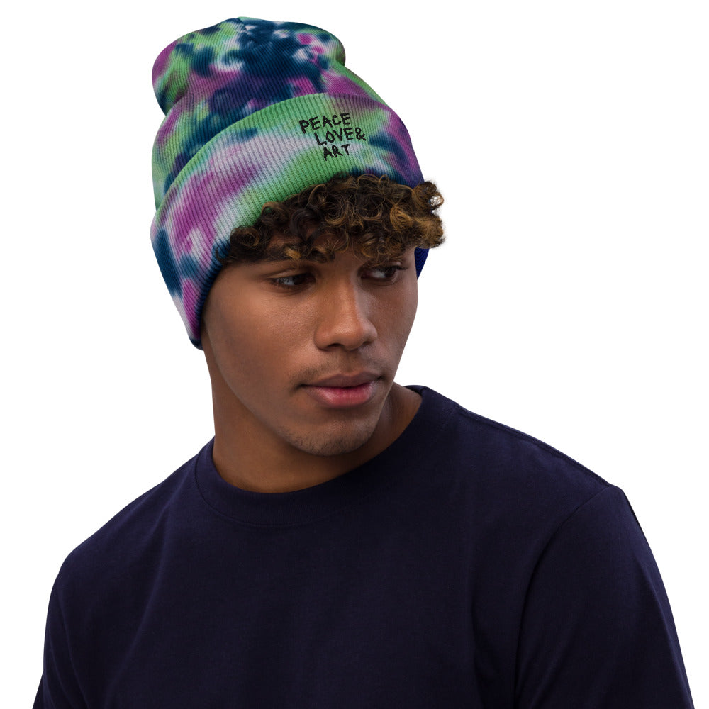 Peace (Purple Passion) Love & Art Embroidered Tie-dye Beanie