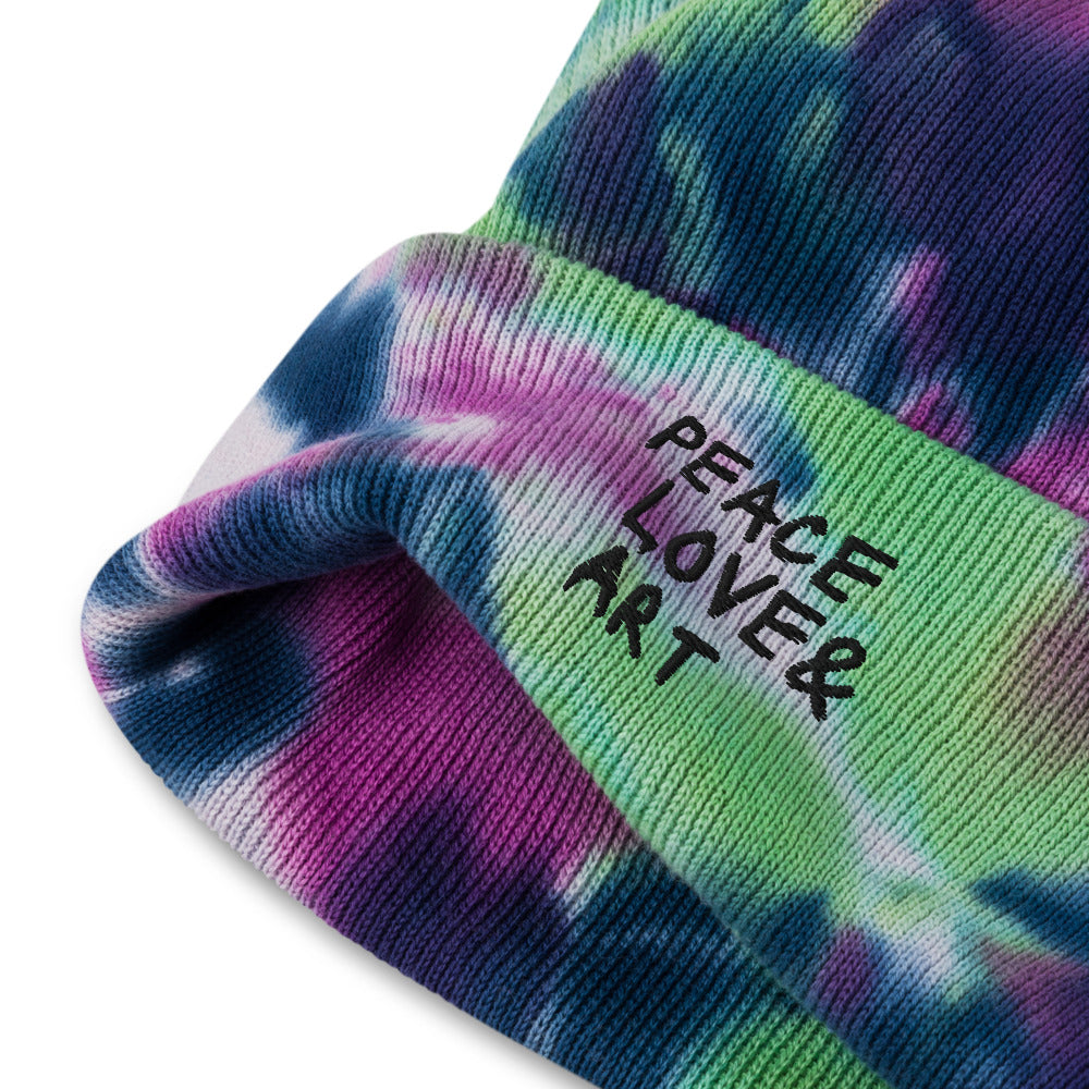 Peace (Purple Passion) Love & Art Embroidered Tie-dye Beanie