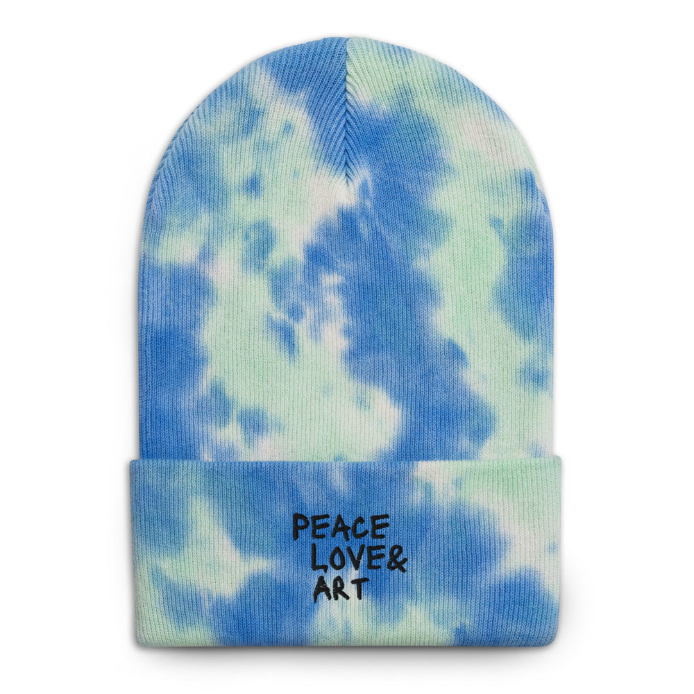 Peace (sky) Love & Art Embroidered Tie-dye Beanie