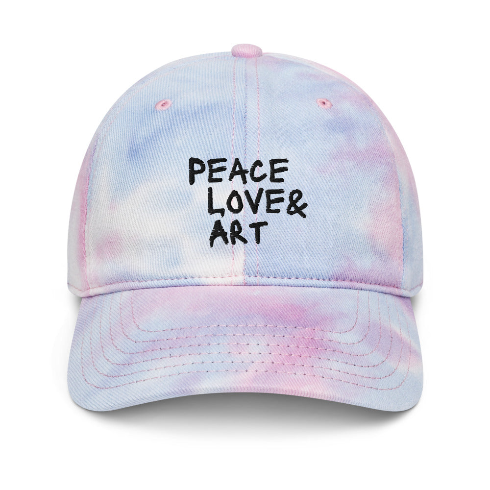 Cotton Candy Peace Love & Art Tie-dye Baseball Hat