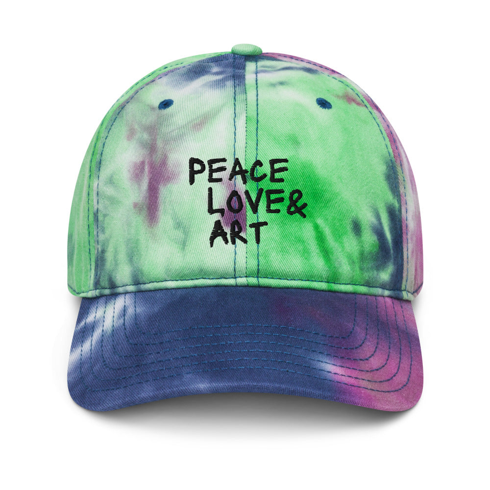 Purple Passion Peace Love & Art Tie-dye Baseball Hat