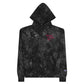 Peace Love Art Black Tie-dye Hoodie (Hot Pink Embroidery)