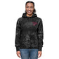 Peace Love Art Black Tie-dye Hoodie (Hot Pink Embroidery)