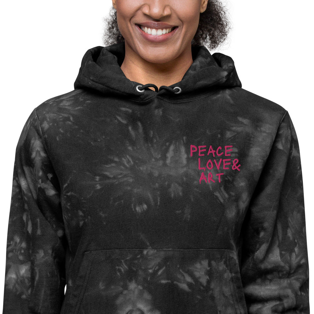 Peace Love Art Black Tie-dye Hoodie (Hot Pink Embroidery) – The Art Therapy  Shop