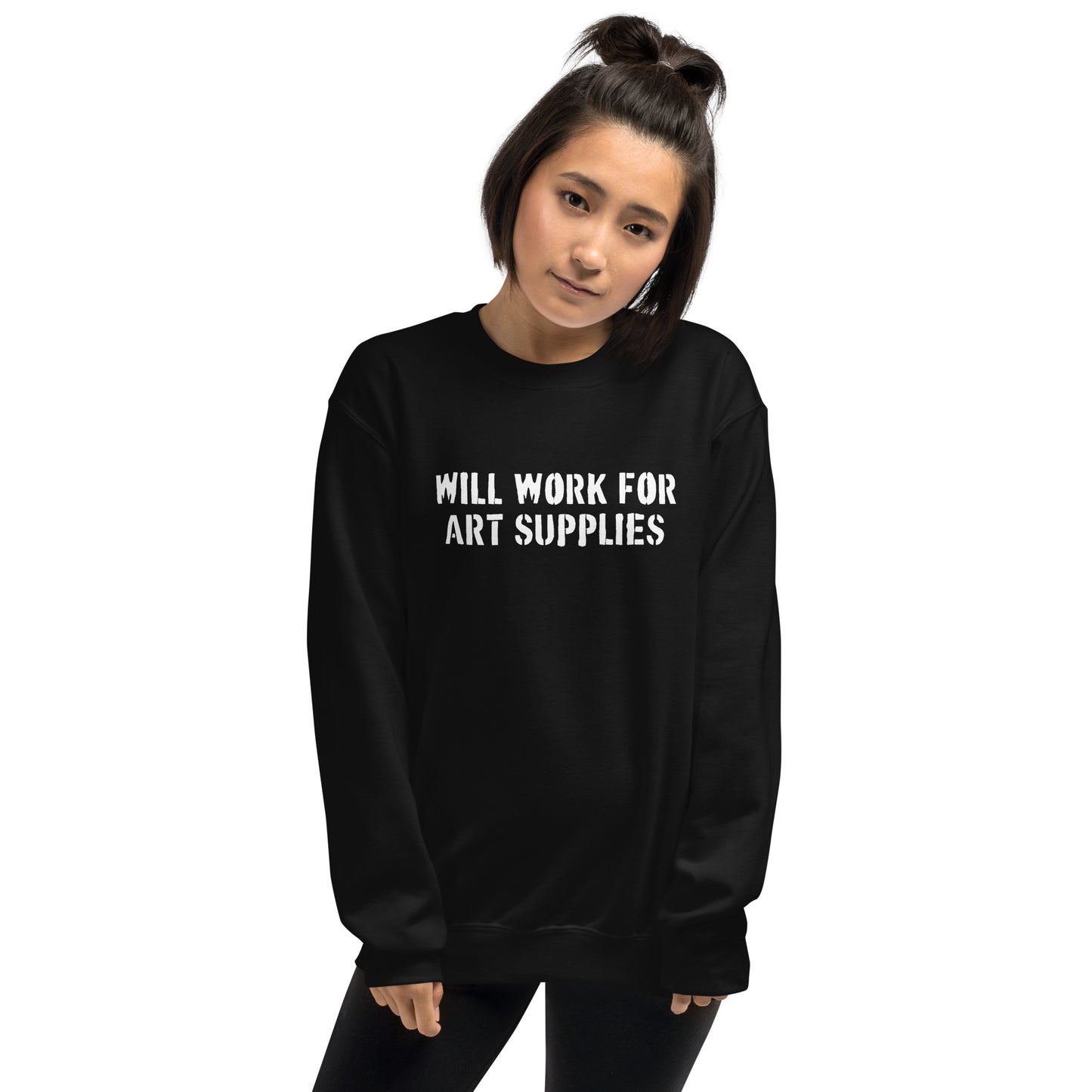 Will Work For Art Supplies Black & White Sweatshirt