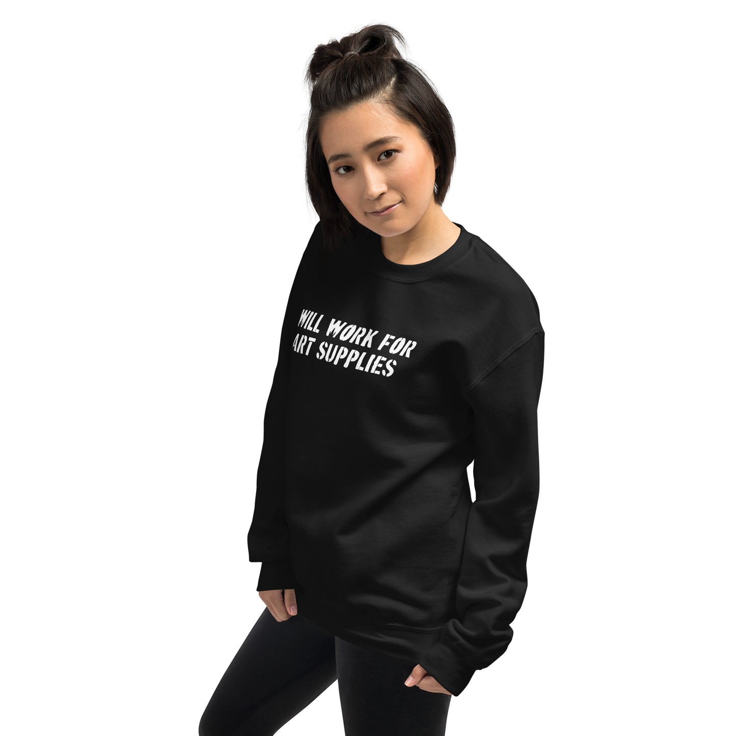 Will Work For Art Supplies Black & White Sweatshirt