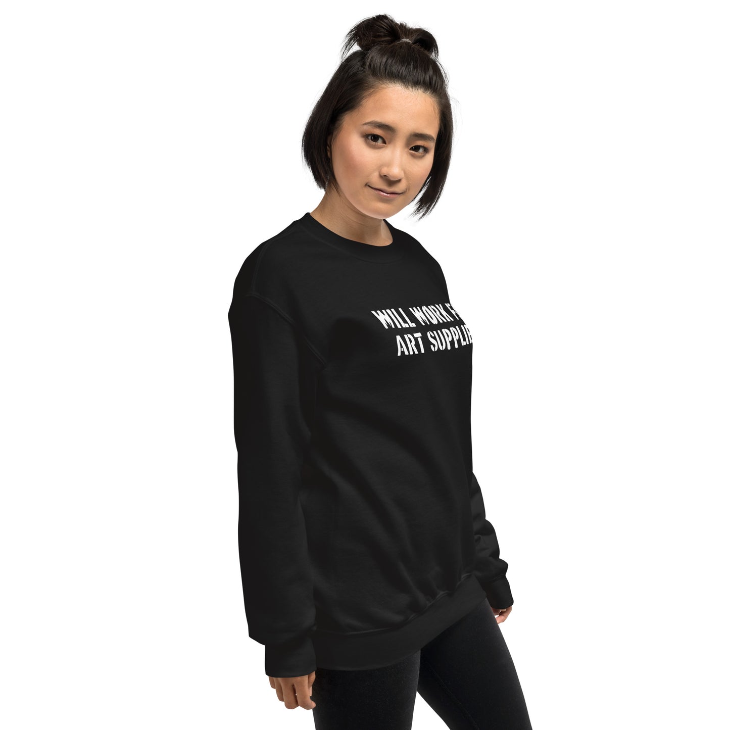 Will Work For Art Supplies Black & White Sweatshirt