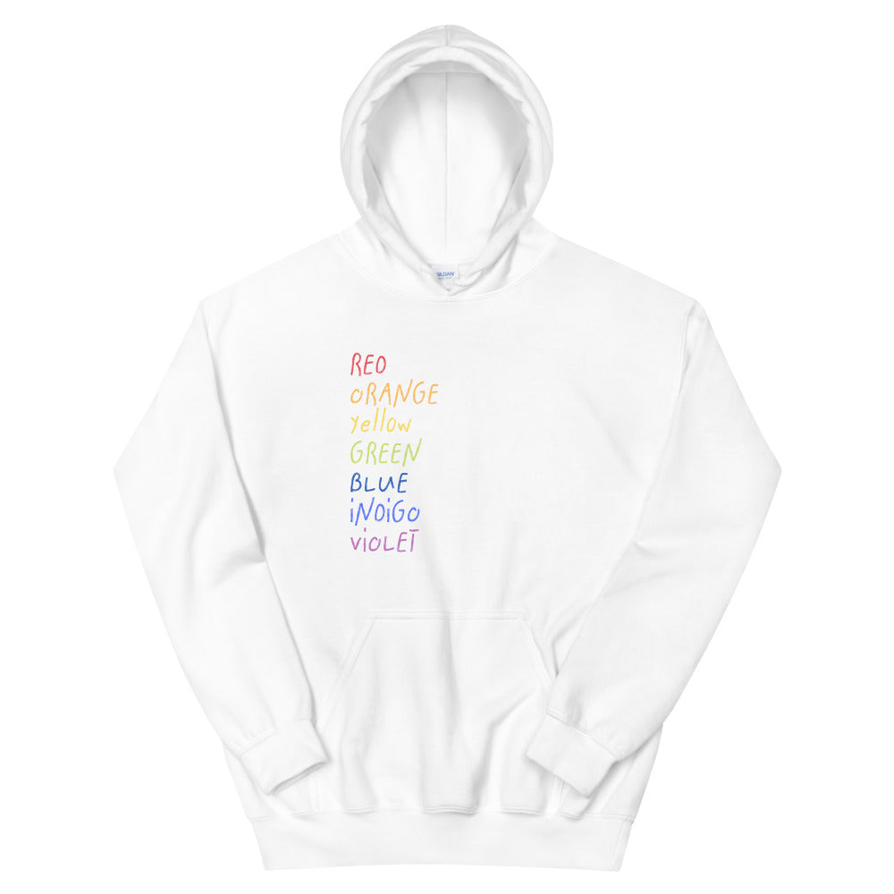 ROYGBIV Hoodie a crayon text design collection for art therapists, artists, and creatives