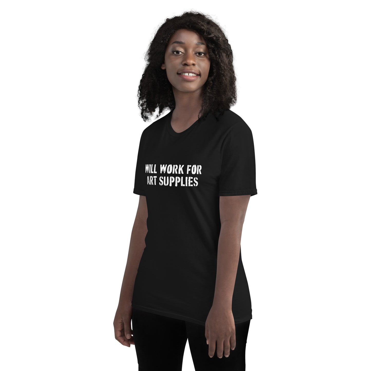 Will Work For Art Supplies Black & White T-Shirt