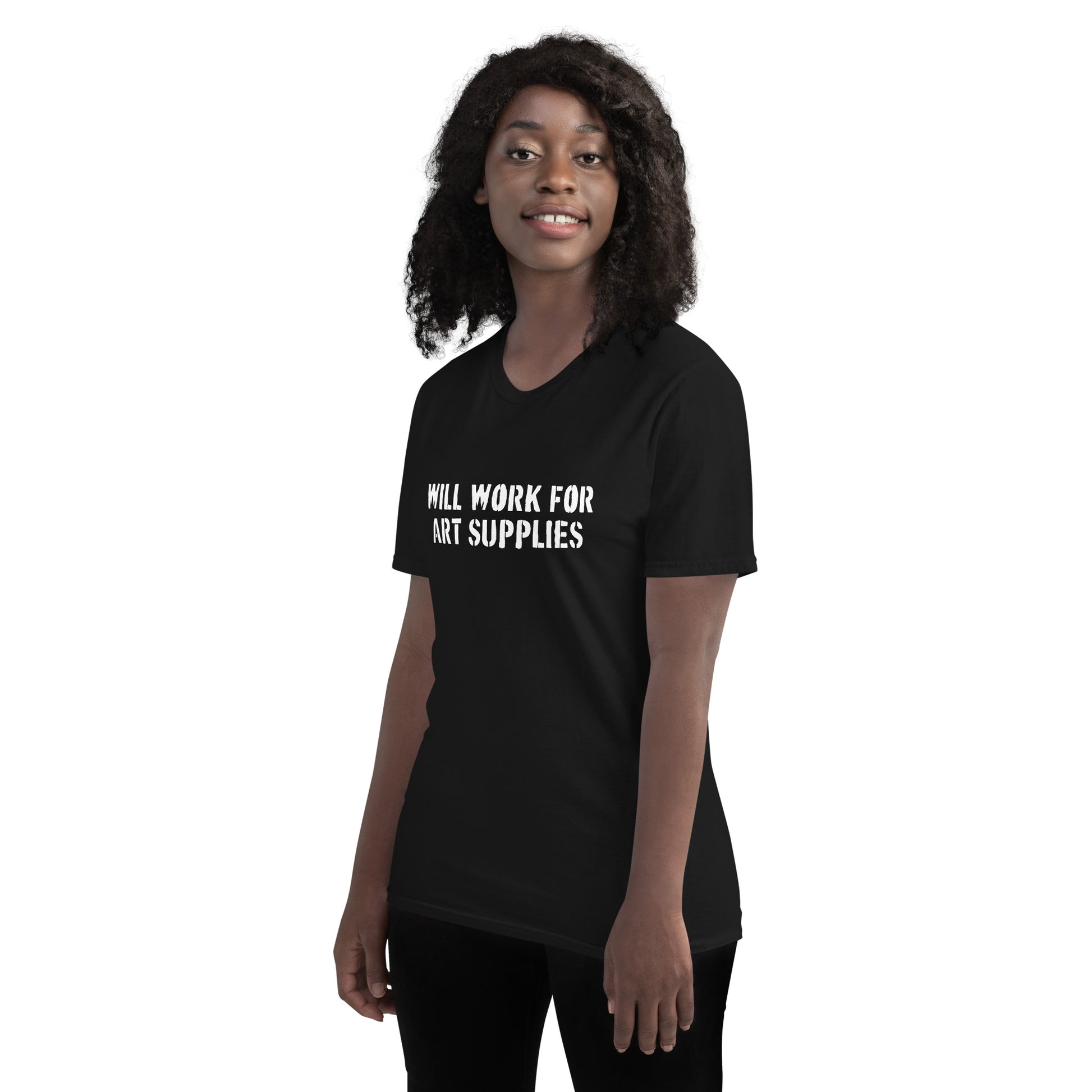 Will Work For Art Supplies Black & White T-Shirt