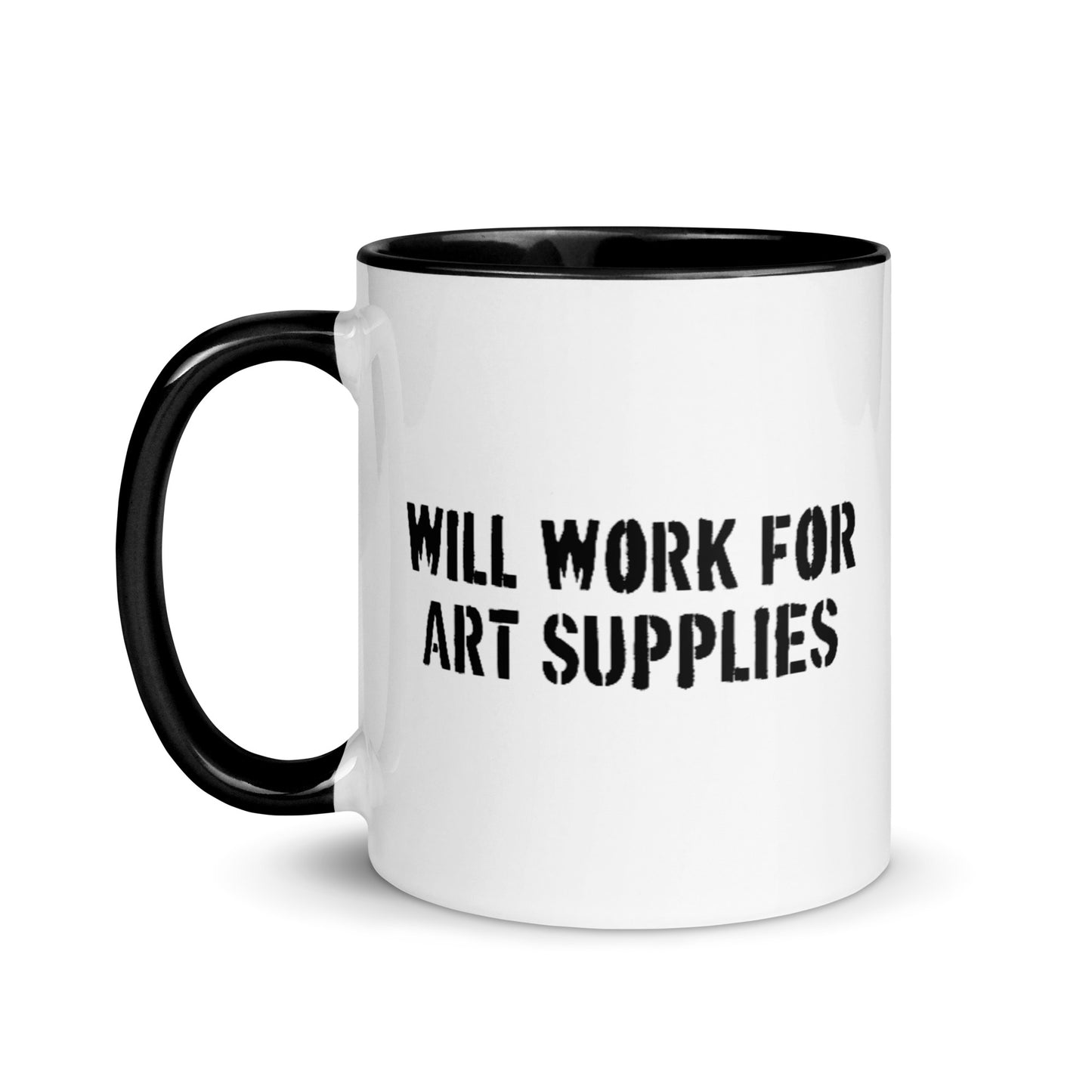 Will Work For Art Supplies Black & White Mug