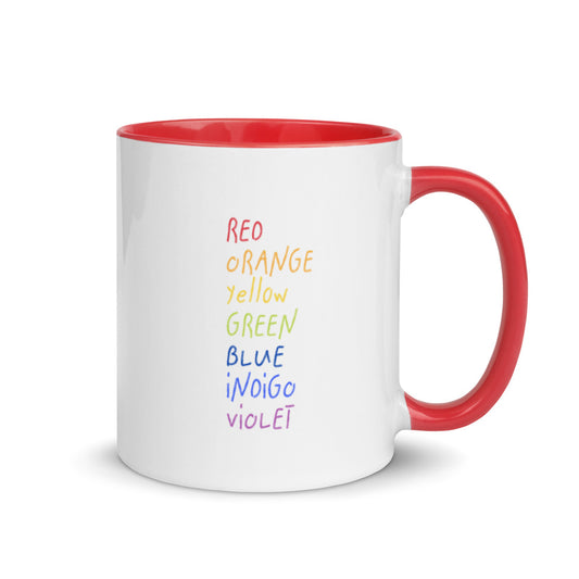 ROYGBIV Mug with red accent color inside and on handle