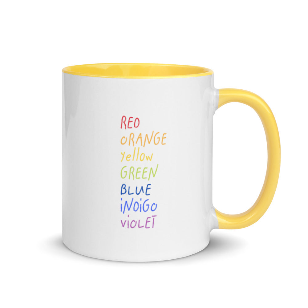 ROYGBIV Mug with yellow accent color inside and on handle